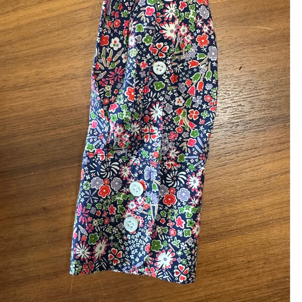 J.Crew Liberty Button Down 100% Cotton Women 0 Navy Multi Floral Career Preppy - Picture 7 of 9